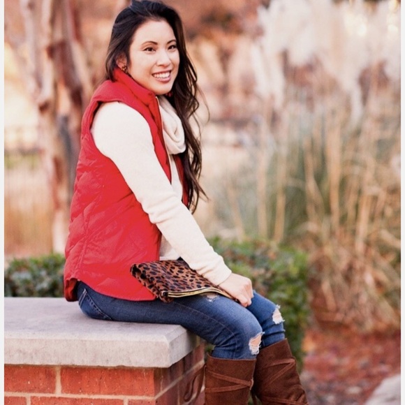 J.Crew Red Quilted Down Womens Vests - Picture 14 of 15